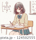 勉強する女子高生 124502555