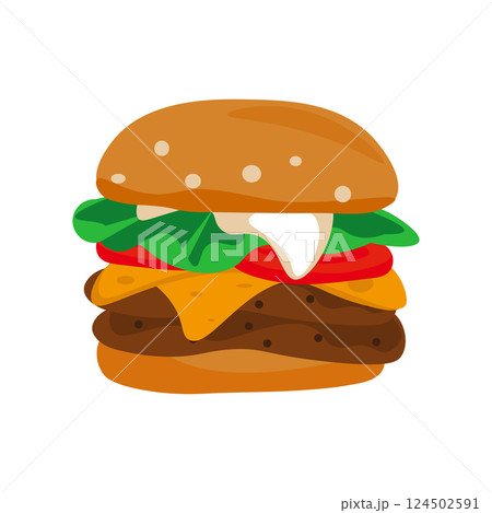 シンプルなハンバーガーのベクターイラスト シンプルなハンバーガーのベクターイラスト 124502591