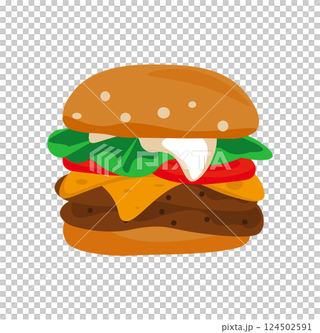 簡單的漢堡向量插圖 124502591