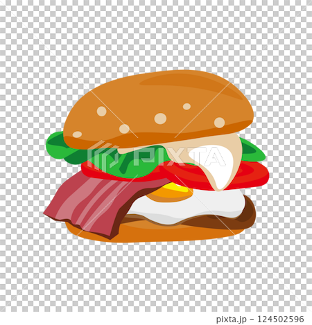 簡單的培根蛋漢堡向量插圖 124502596