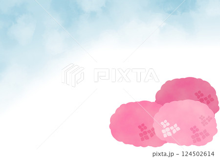 爽やかな青空と鮮やかなピンクの紫陽花のフレーム 爽やかな青空と鮮やかなピンクの紫陽花のフレーム 124502614