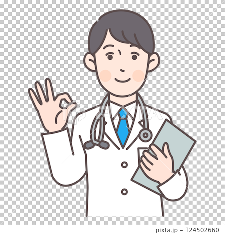 醫生給出OK手勢_提供醫療記錄 醫生給出OK手勢_提供醫療記錄 124502660