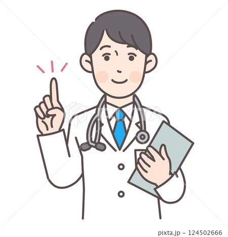 指差しするお医者さん_カルテあり 124502666