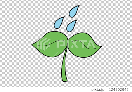 正在澆水的綠色植物葉子插圖 124502945