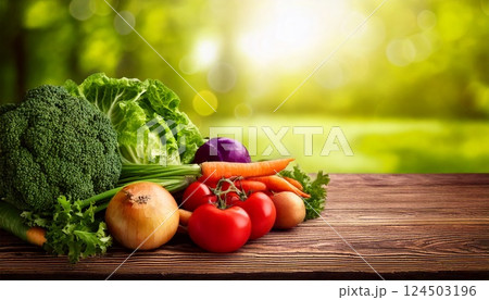 色鮮やかでカラフルな緑黄色野菜 124503196