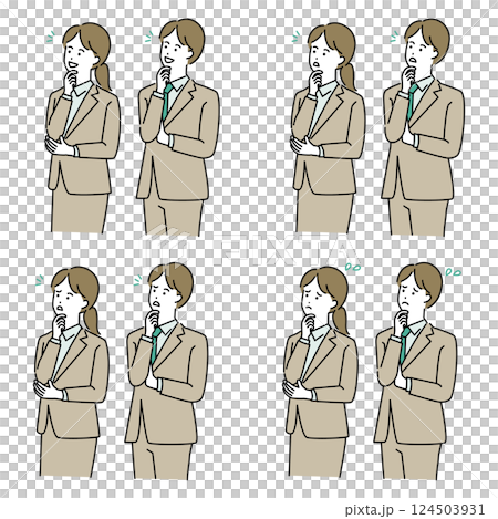 考えるビジネスパーソンのセット 124503931