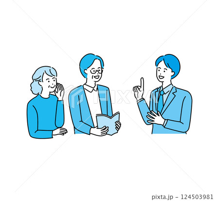 説明を聞く　老夫婦 124503981