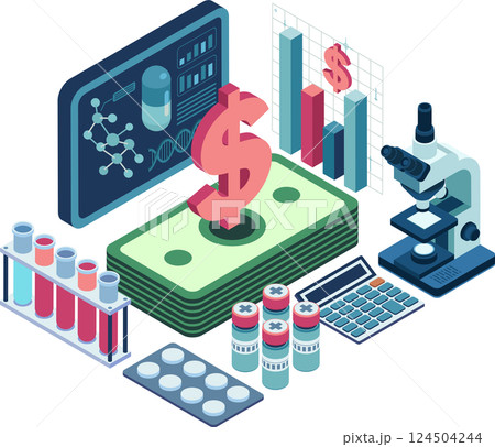 Isometric Cost of Drug Development with Lab Equipment Isometric Cost of Drug Development with Lab Equipment 124504244