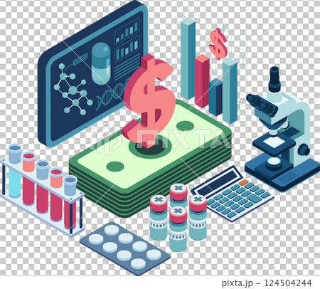 Isometric Cost of Drug Development with Lab Equipment Isometric Cost of Drug Development with Lab Equipment 124504244