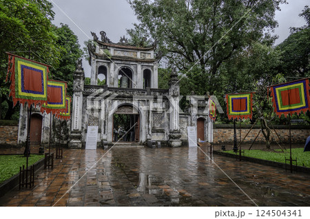 Vietnam, Hanoi, Entrance to the Temple of Literature of Hanoi, sanctuary of the Prince propagator of Letters 124504341