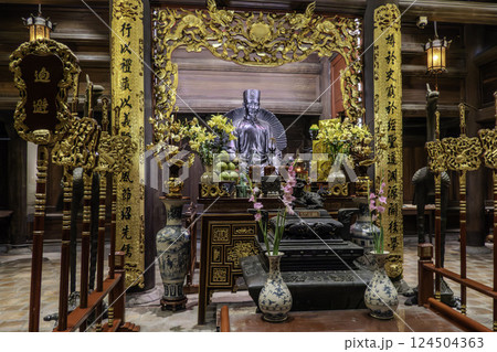 Vietnam, Hanoi, Statue of the Temple of Literature of Hanoi. 124504363