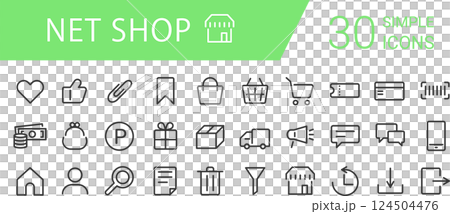 為網上商店設定的簡單圖標 為網上商店設定的簡單圖標 124504476