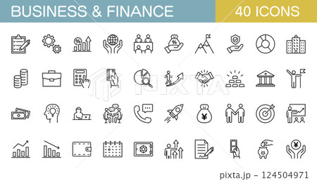 ビジネスや資金管理に関するアイコンセット 124504971