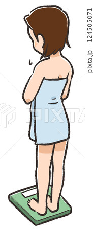 手描きイラスト　思春期　女子　体重の悩み 124505071