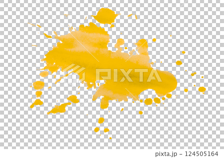 Yellow brush paint stain isolated on transparent background 124505164