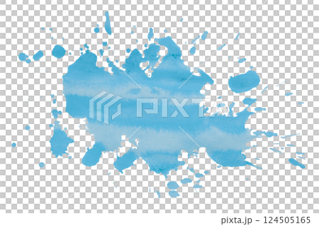 Light blue brush paint stain isolated on transparent background 124505165