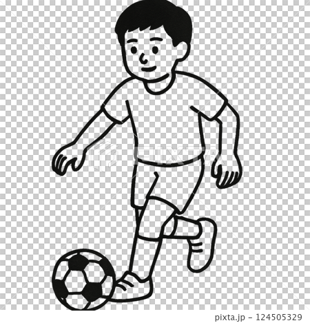一個人運球的插圖，線描，材料，圖標，無背景 124505329