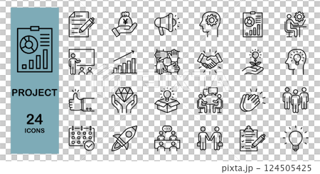 Icon set for projects, plans, businesses, etc. Icon set for projects, plans, businesses, etc. 124505425