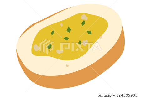 調理したバゲットスライス/フランスパンのイラスト 124505905