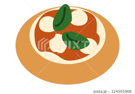 丸いピザパンのイラスト 124505906