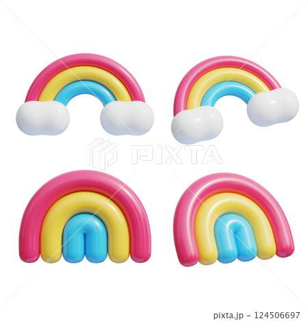 cute rainbow 3D icon graphic 124506697
