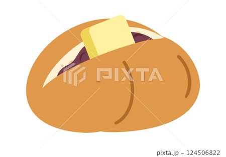 餡バターロールパンのイラスト 124506822