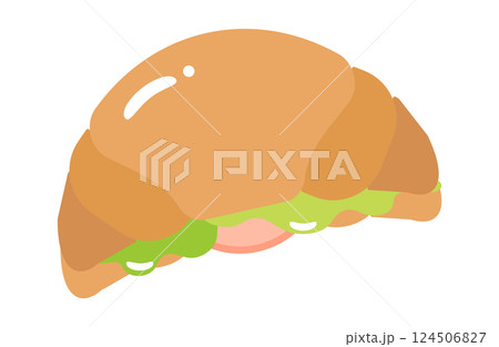 シンプルなクロワッサンサンドのイラスト 124506827