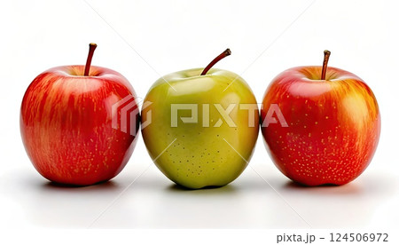 《AI画像》白バックに赤いリンゴ 124506972