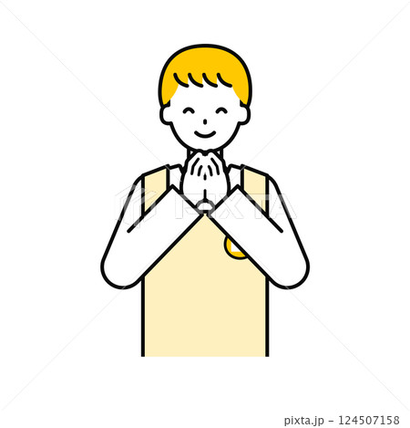 上半身のポーズ_シンプルな保育士の男性07 上半身のポーズ_シンプルな保育士の男性07 124507158