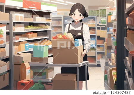 スーパーで品出しを行う女性 124507487