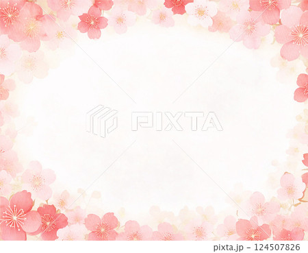 水彩で描いた満開の桜の背景イラスト 124507826