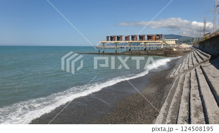 empty beach at sea during the pandemic 124508195