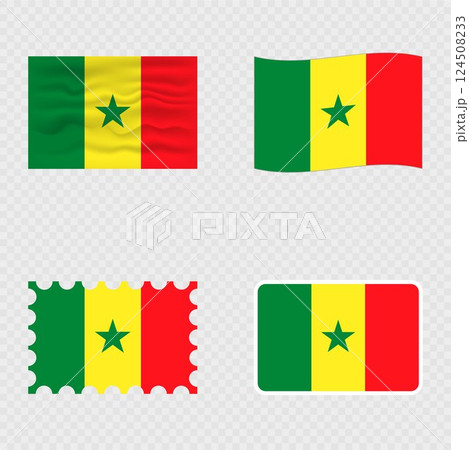 Senegal national flag in four different styles. 124508233