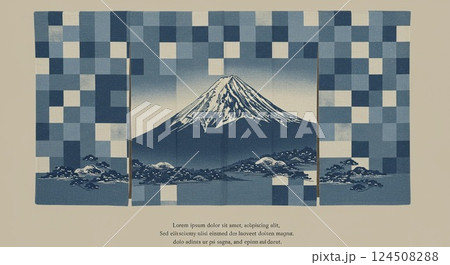 伝統美を感じる青藍色の富士山 伝統美を感じる青藍色の富士山 124508288