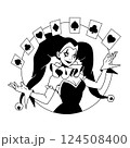 Joker girl juggling playing cards 124508400