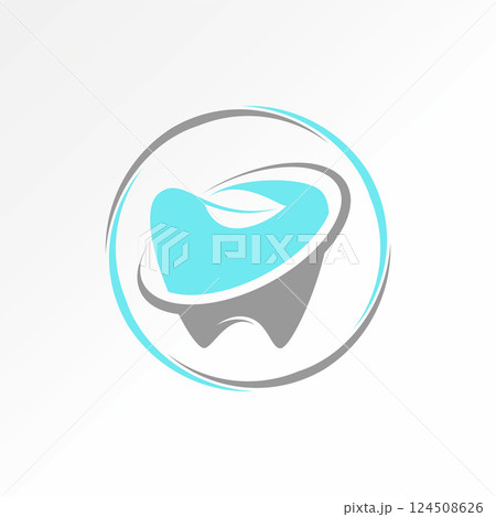 Logo design graphic concept creative premium vector stock image top sell dental medical tooth leaf nature smile cut swoosh icon teeth whitening bright 124508626