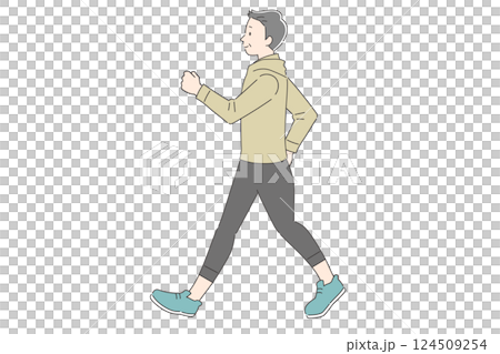 Illustration of a middle-aged man walking Illustration of a middle-aged man walking 124509254