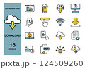 ダウンロードに関するアイコンセット　カラー 124509260