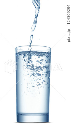 water splash in glass on white background 124509294