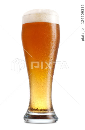 Glass of beer on white Glass of beer on white 124509356