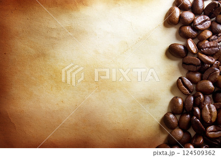 Coffee beans on paper background Coffee beans on paper background 124509362