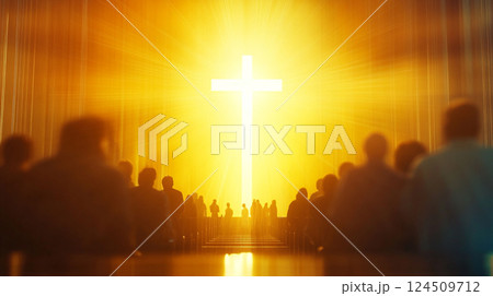 十字架と宗教を信仰する人々 124509712