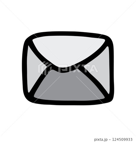 Doodle letter envelope icon hand drawn with black line in freehand style 124509933