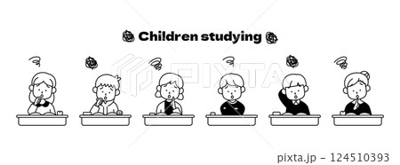 授業で悩む子供たちのベクターイラストセット 学習 勉強 悩み 考える 考察 難しい 男の子 女の子 授業で悩む子供たちのベクターイラストセット 学習 勉強 悩み 考える 考察 難しい 男の子 女の子 124510393