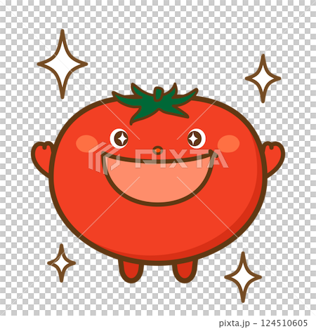 キラキラ笑顔のトマトキャラクター 124510605