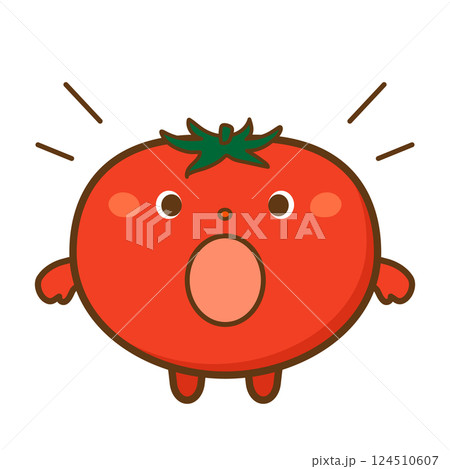 びっくりしたトマトのキャラクターのイラスト素材 [124510607] - PIXTA