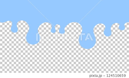 Abstract dripping blue paint pattern on a white background, suitable for creative projects, modern designs, or minimalistic art 124510659