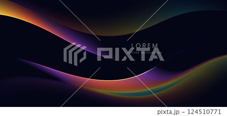 Colorful wave and light on black background. You can use for ad, poster, template, business presentation. 124510771