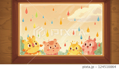 雨上がりの奇跡!窓辺のファンタジー動物たち 雨上がりの奇跡!窓辺のファンタジー動物たち 124510864