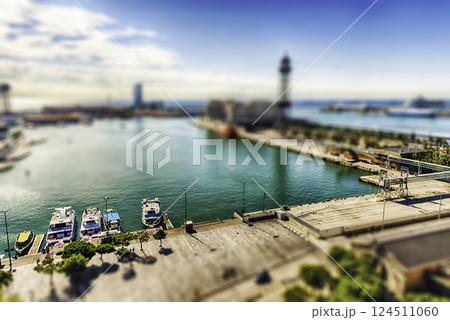 Aerial view of Port Vell, Barcelona, Catalonia, Spain Aerial view of Port Vell, Barcelona, Catalonia, Spain 124511060